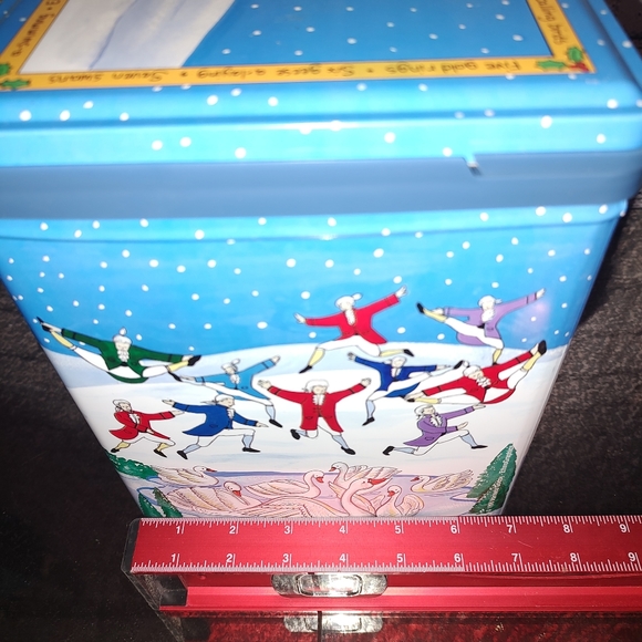 1999 Partridge In A Pear Tree Latching Flip Top Popcorn Tin Olive Can Company - Picture 9 of 11